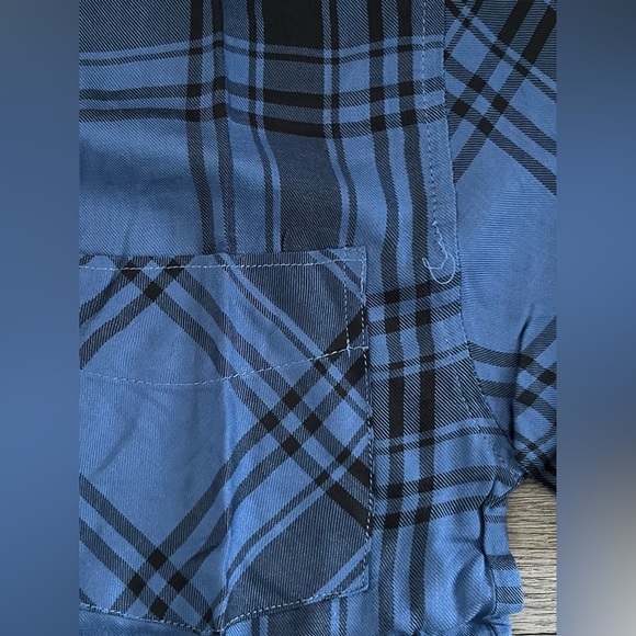 We Wore What Women's XXS/XS Boyfriend Plaid Button-Up Relaxed Shirt Blue/ Black - Picture 8 of 12